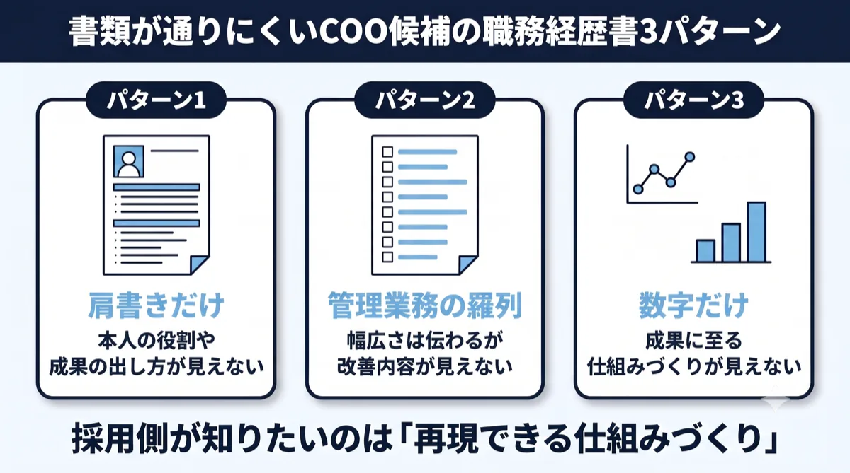 COO候補の書類が通りにくい3つのパターン