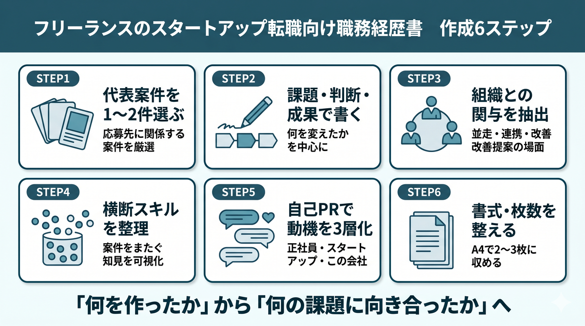 フリーランス出身者のための職務経歴書 作成ステップ