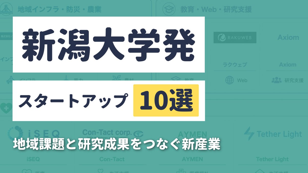 新潟大学発スタートアップ10選｜地域課題と研究成果をつなぐ新産業