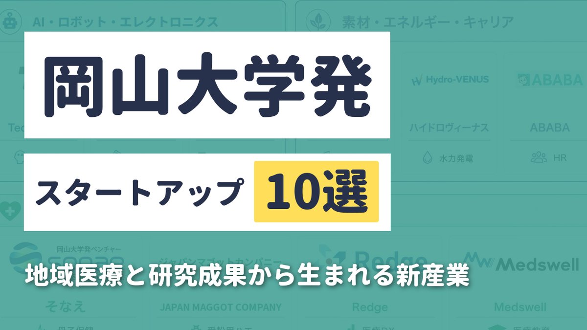 岡山大学発スタートアップ10選｜地域医療と研究成果から生まれる新産業