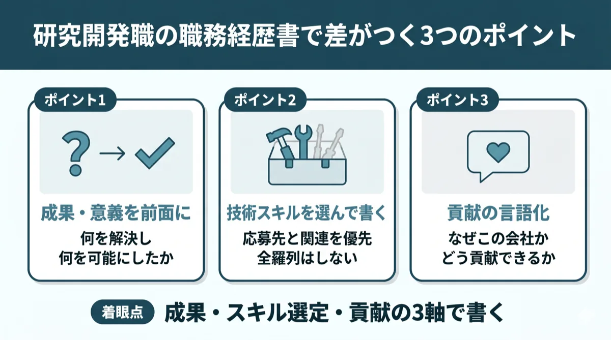 研究開発職の職務経歴書で差がつく3つのポイント