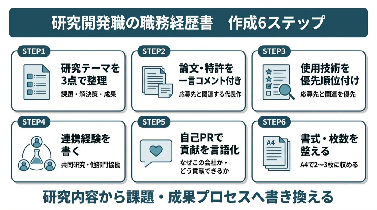 研究開発職の職務経歴書 作成6ステップ