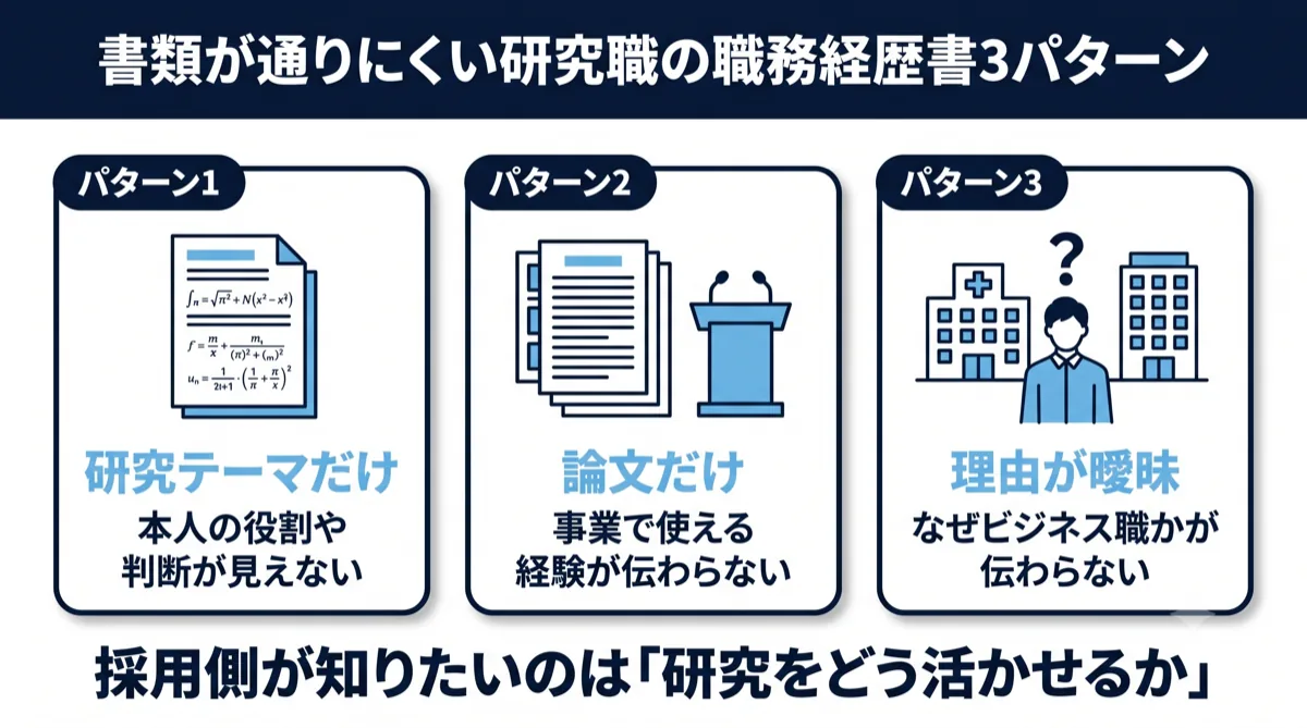 研究職の書類が通りにくい3つのパターン