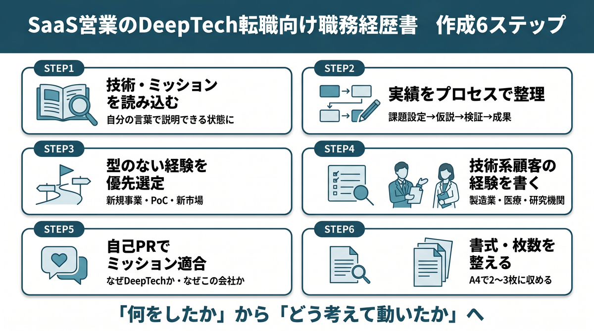 SaaS営業のための職務経歴書 作成6ステップ
