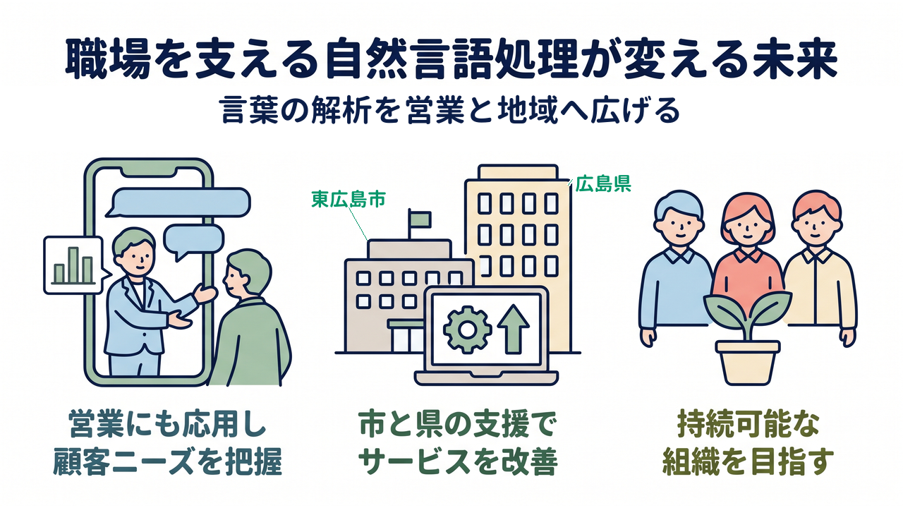 職場を支える自然言語処理が変える未来｜営業にも応用し顧客ニーズを把握／市と県の支援でサービスを改善／持続可能な組織を目指す