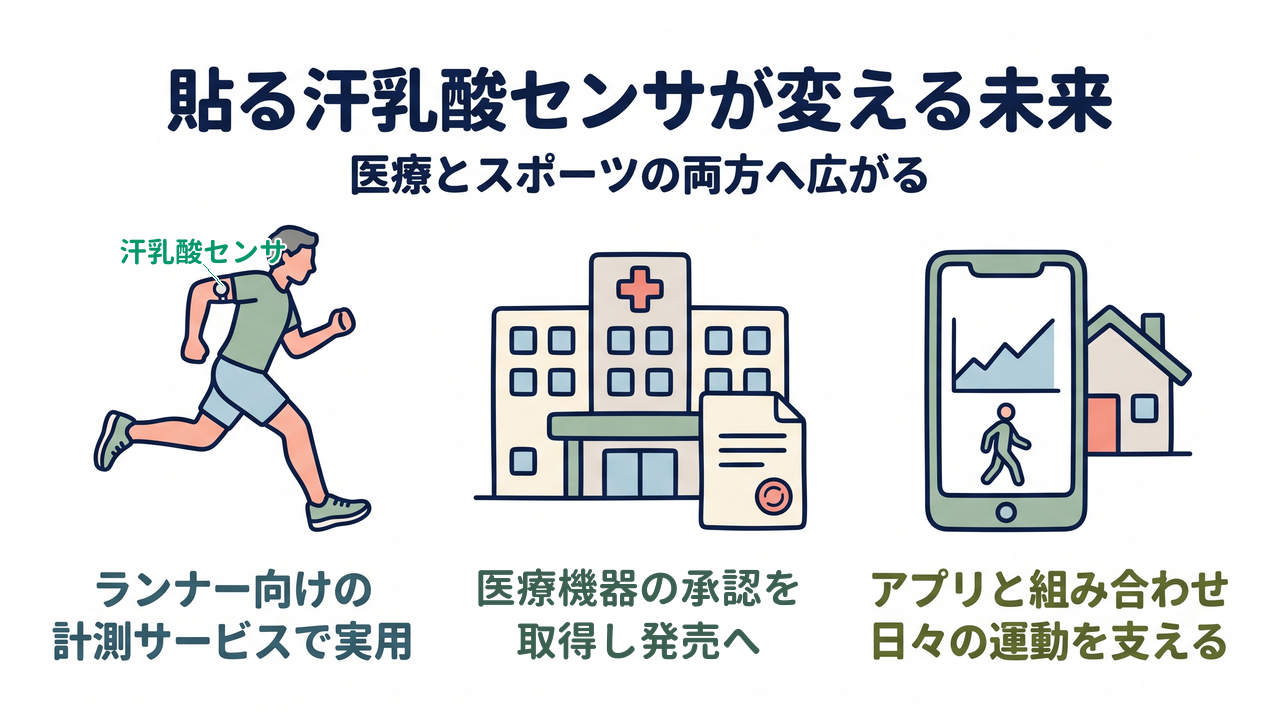 貼る汗乳酸センサが変える未来｜ランナー向けの計測サービスで実用／医療機器の承認を取得し発売へ／アプリと組み合わせ日々の運動を支える