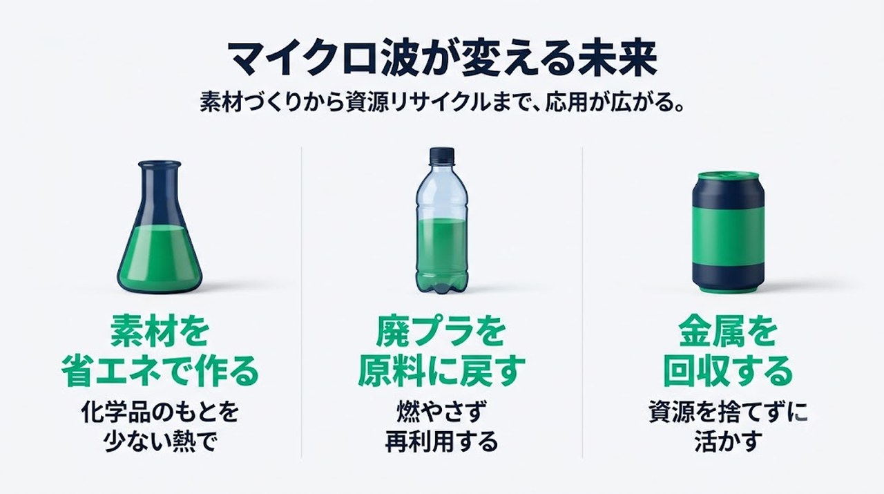 マイクロ波が変える未来|素材づくりから資源リサイクルまで