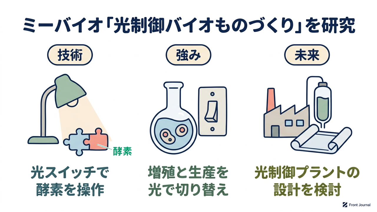 ミーバイオ「光制御バイオものづくり」を研究