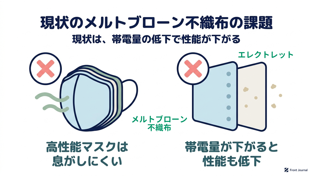 現状のメルトブローン不織布の課題