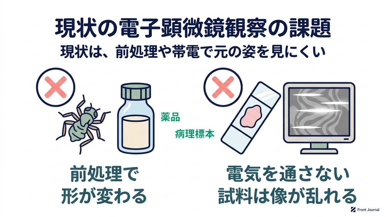現状の電子顕微鏡観察の課題