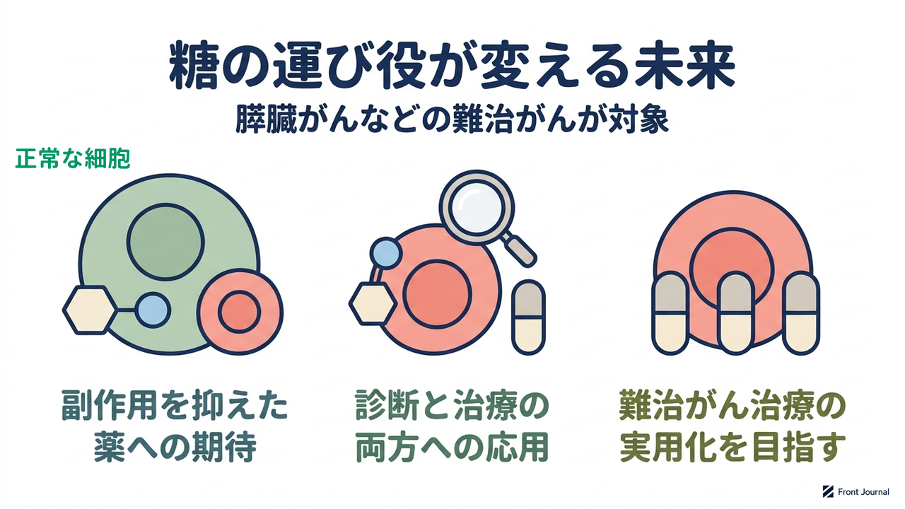 糖の運び役が変える未来|膵臓がんなどの難治がんが対象/副作用を抑えた薬への期待/診断と治療の両方への応用/難治がん治療の実用化を目指す