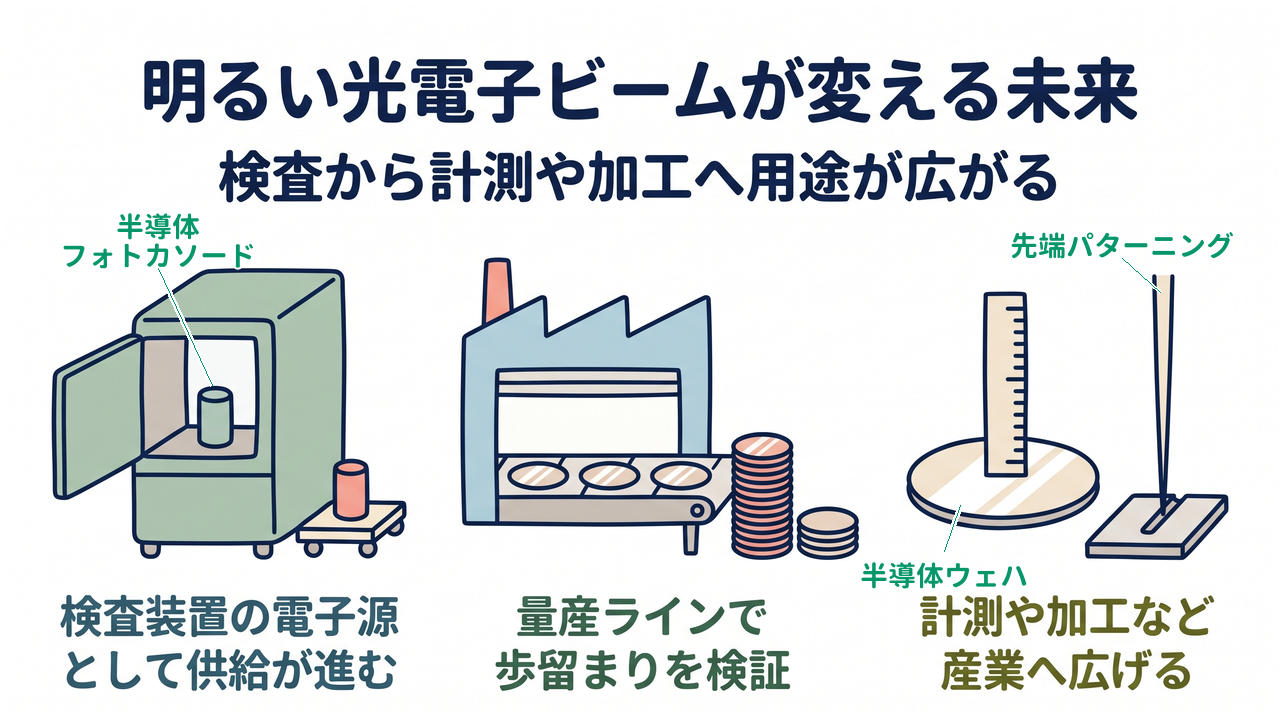明るい光電子ビームが変える未来｜検査装置の電子源として供給が進む／量産ラインで歩留まりを検証／計測や加工など産業へ広げる