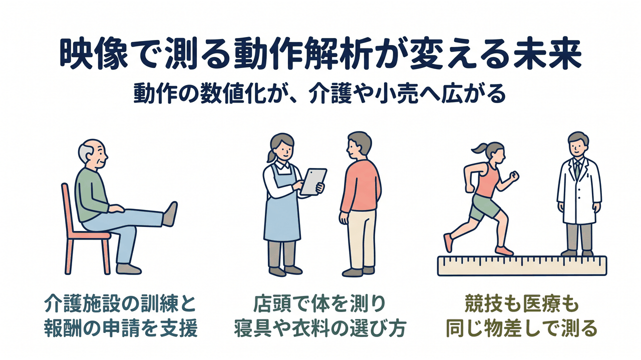 AI動作解析が変える未来|介護施設の機能訓練と加算申請を支援/店頭での体験計測へ/指導のデータ化を目指す