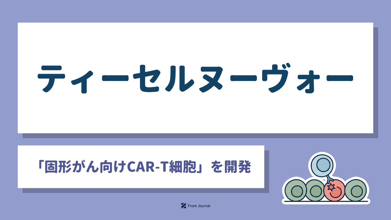 ティーセルヌーヴォー「固形がん向けCAR-T細胞」を開発｜固形がんを狙うCAR-T細胞を描いたイラスト