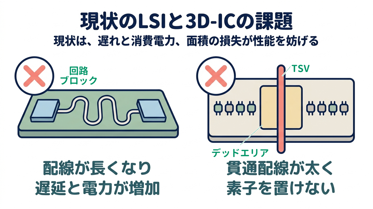 現状のLSIと3D-ICの課題