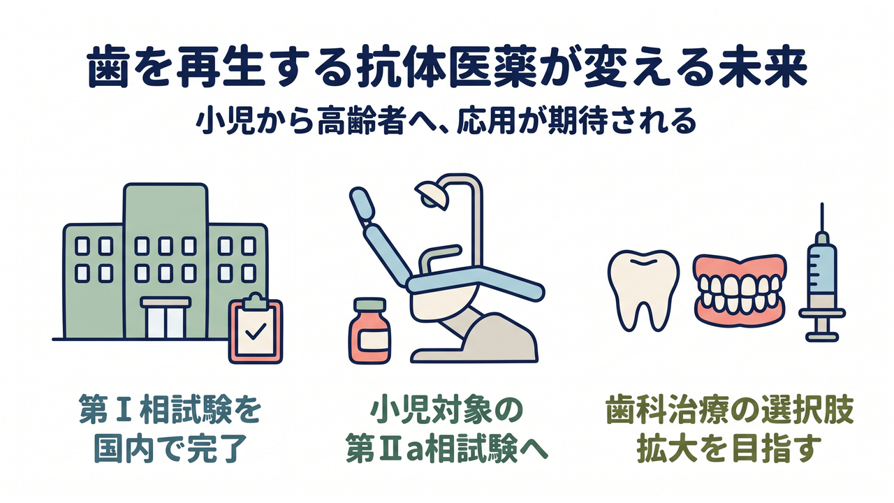 歯を再生する抗体医薬が変える未来｜小児から高齢者へ、応用が期待される／第Ⅰ相試験を国内で完了／小児対象の第Ⅱa相試験へ／歯科治療の選択肢拡大を目指す