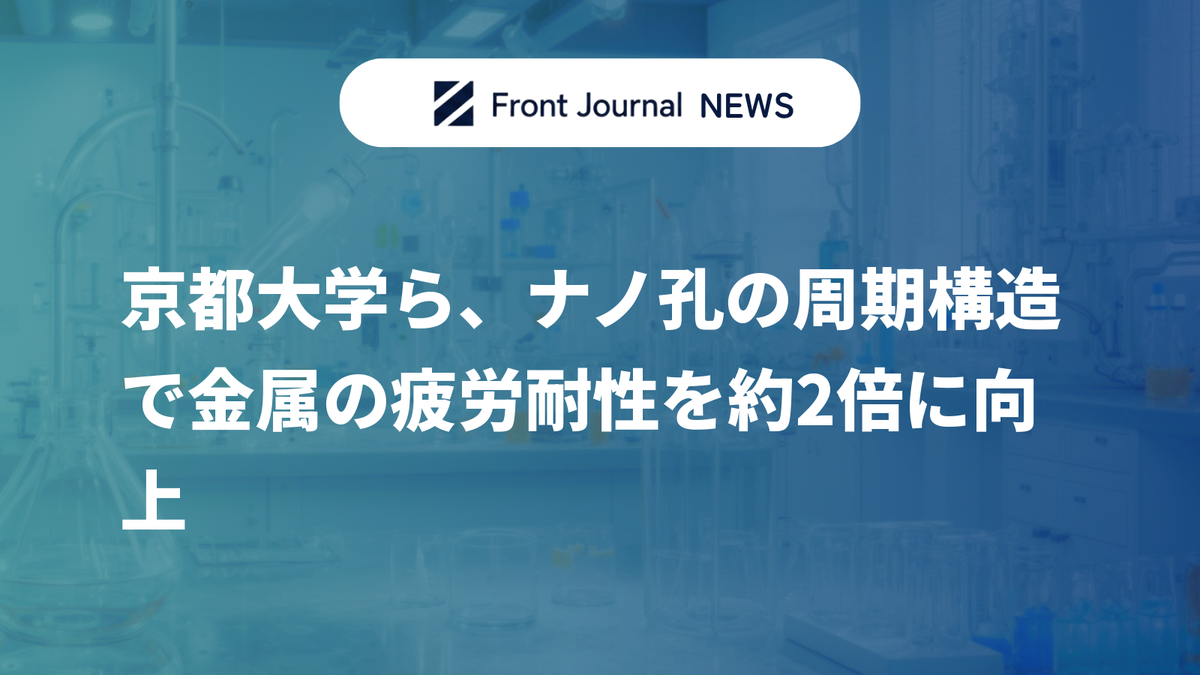 京都大学ら、ナノ孔の周期構造で金属の疲労耐性を約2倍に向上