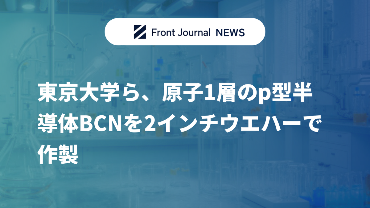 東京大学ら、原子1層のp型半導体BCNを2インチウエハーで作製